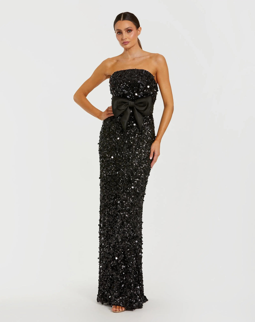 Women's Black Evening Dress Sequin Strapless for Evening & Special Occasions