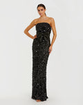 Women's Black Evening Dress Sequin Strapless for Evening & Special Occasions