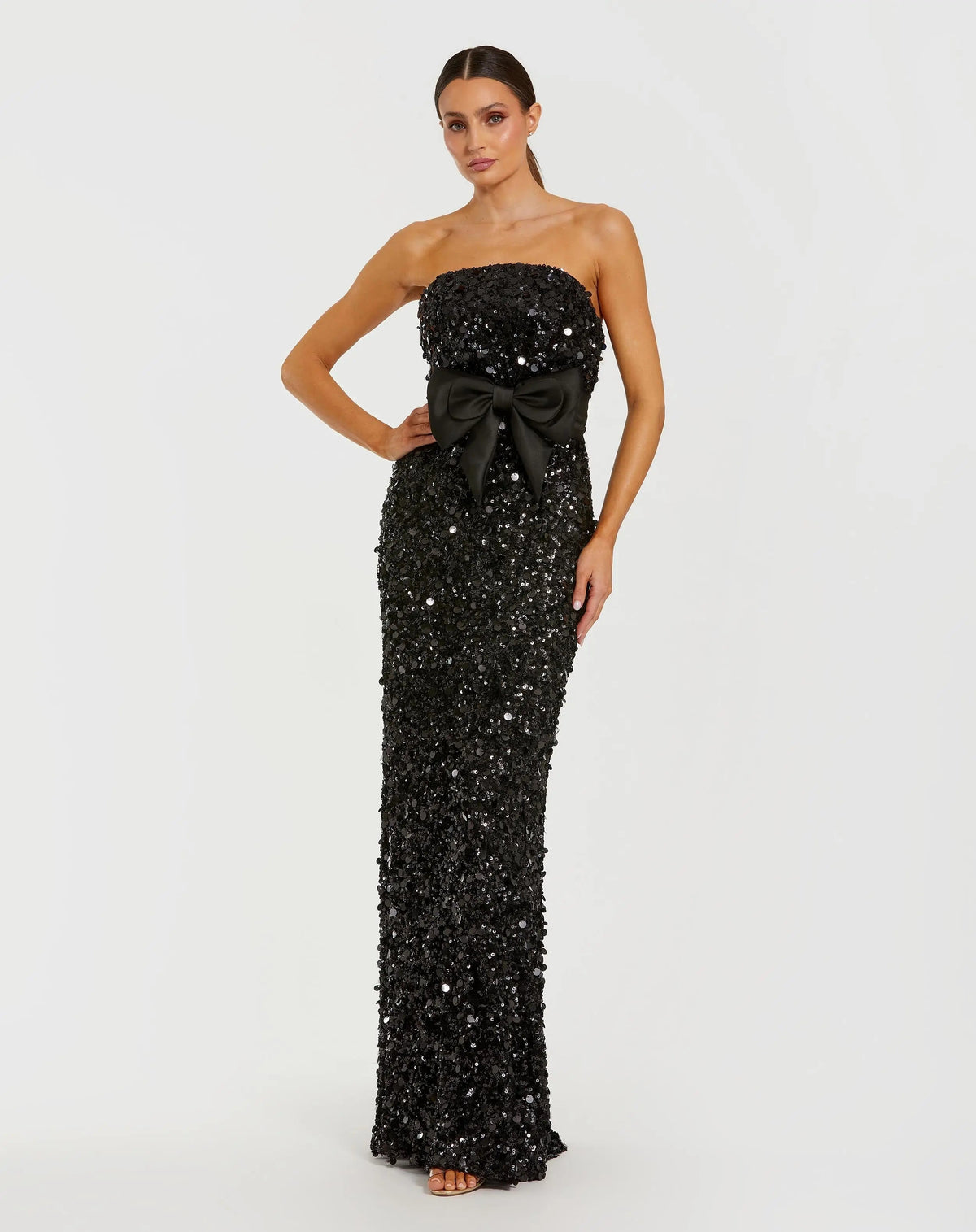 Women's Black Evening Dress Sequin Strapless for Evening & Special Occasions