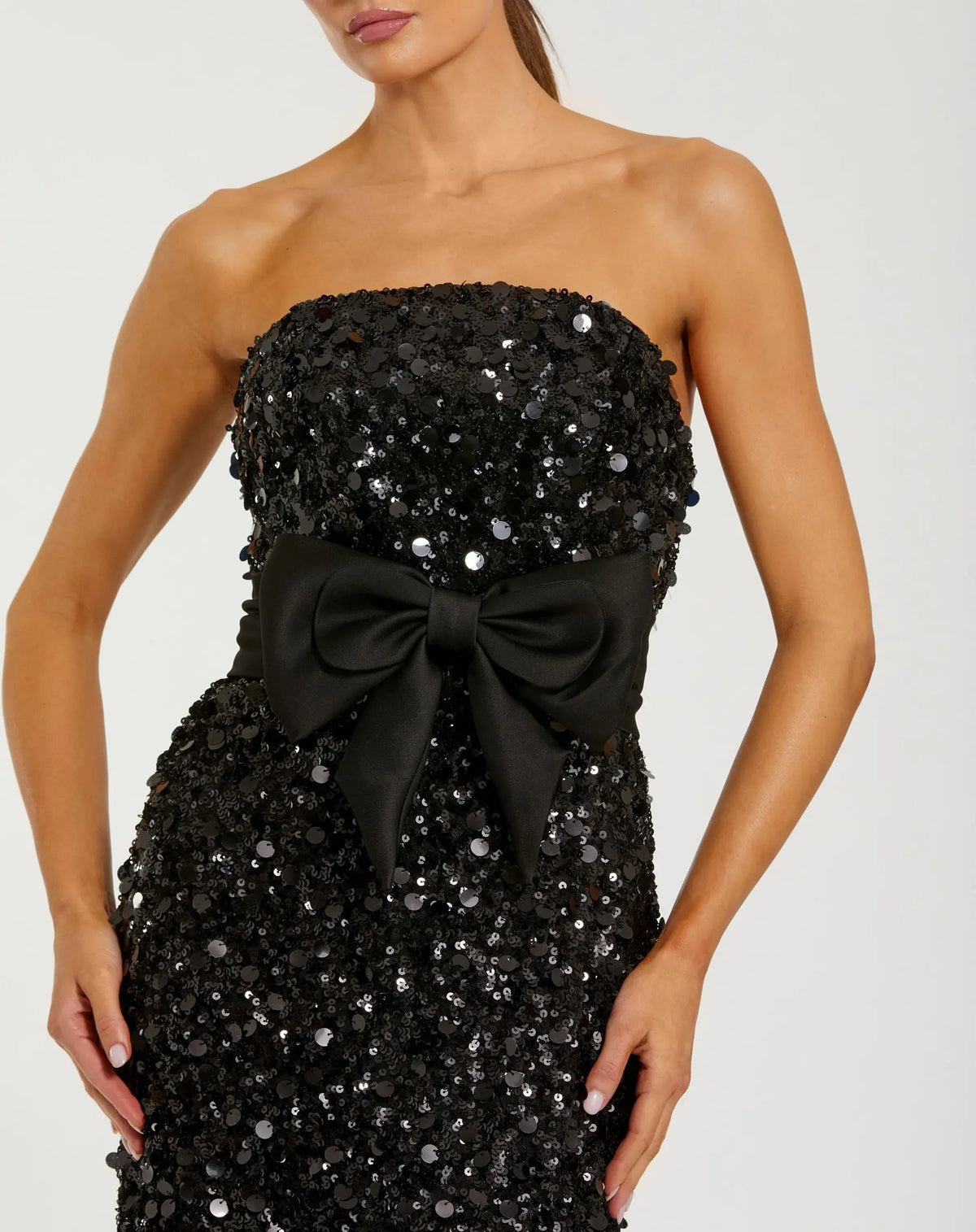 Women's Black Evening Dress Sequin Strapless for Evening & Special Occasions