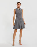 Women's Black Mini Dress Sleeveless - Black Pleated