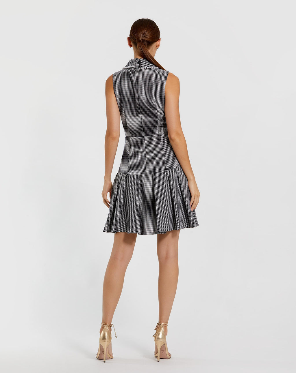 Women's Black Mini Dress Sleeveless - Black Pleated