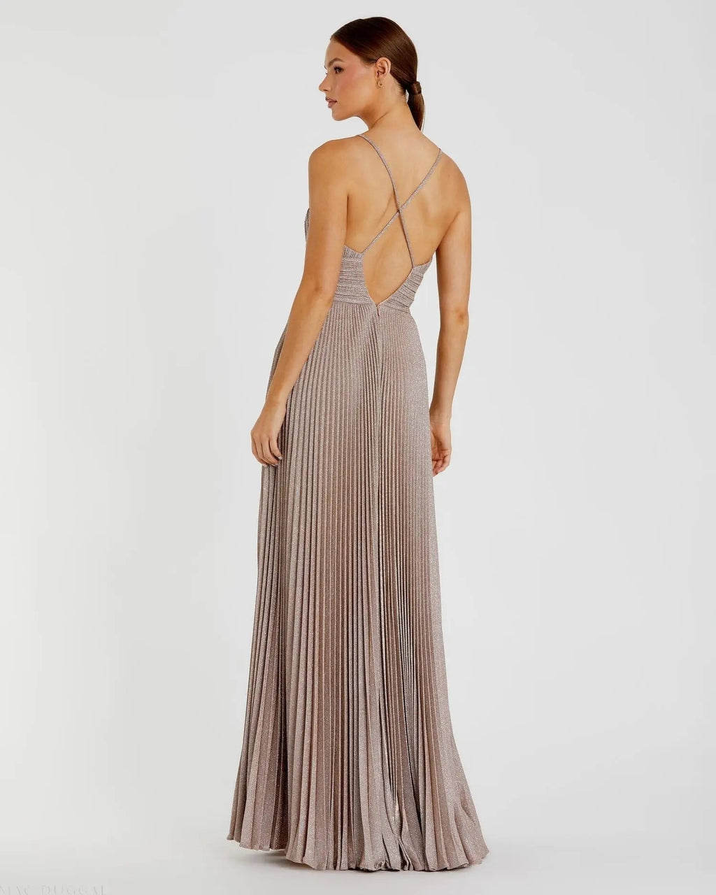 Women's Pink Dress - Pink Pleated Mesh