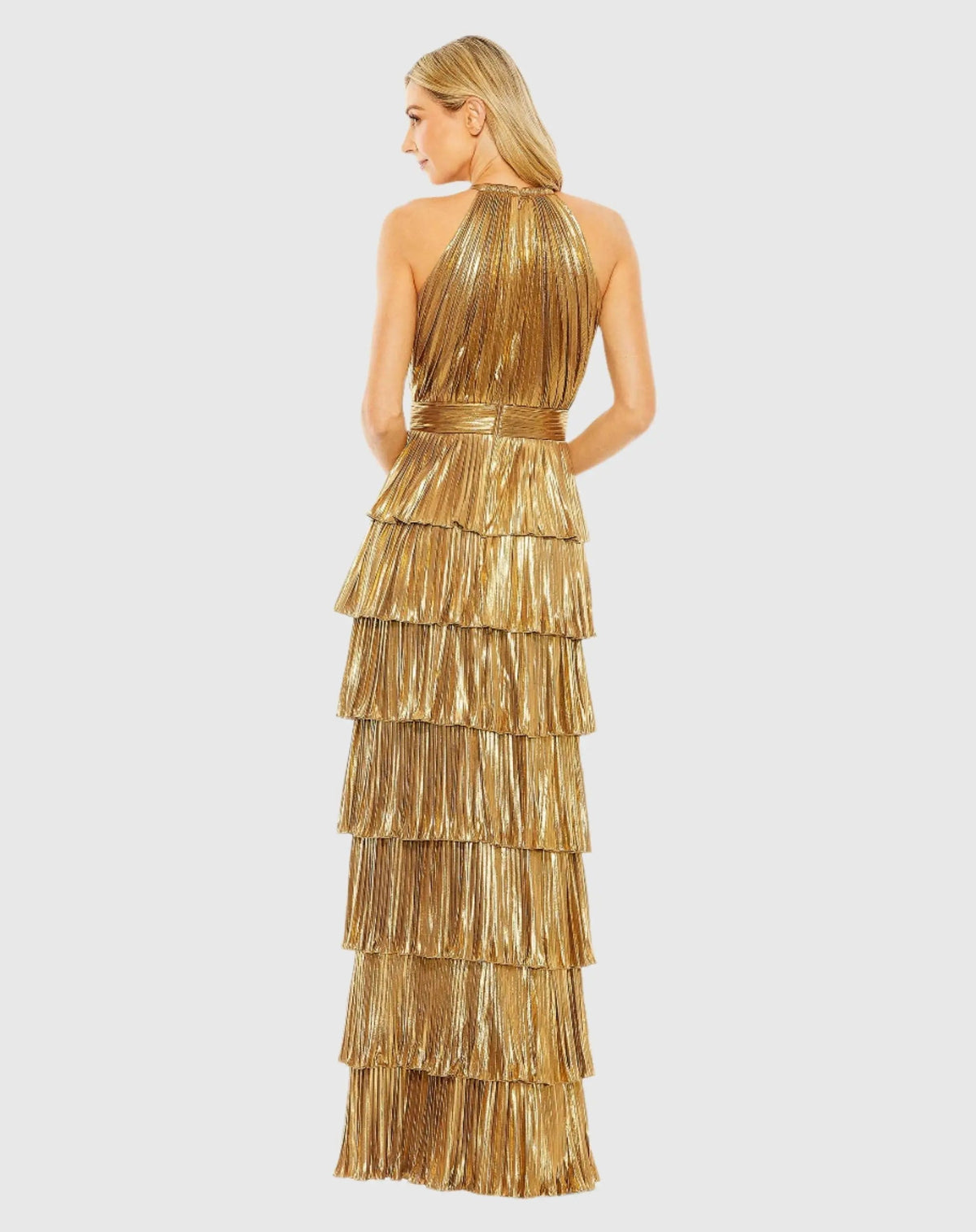 Women's Gold Dress - Gold Ruffle Halter