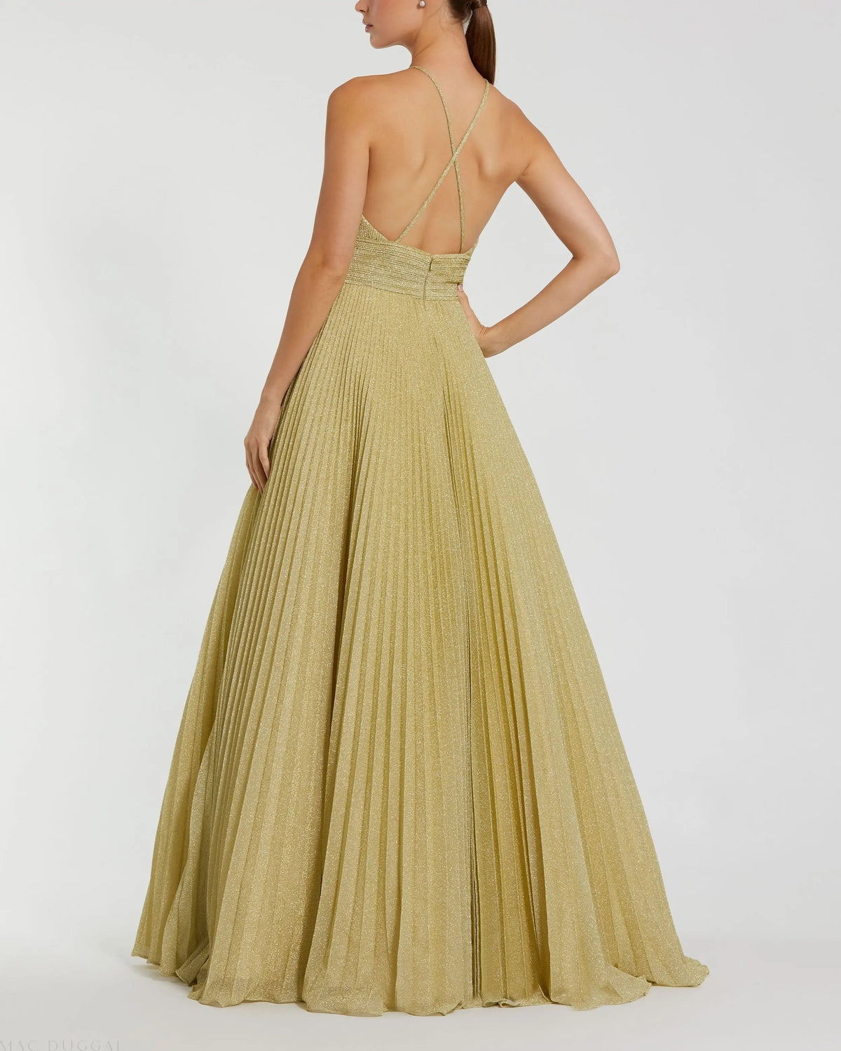 Women's Gold Dress - Black Lace Pleated