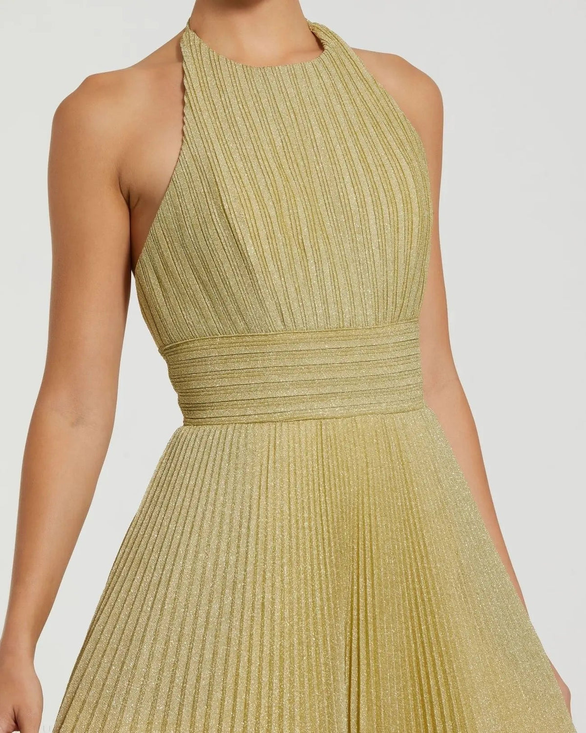 Women's Gold Dress - Black Lace Pleated