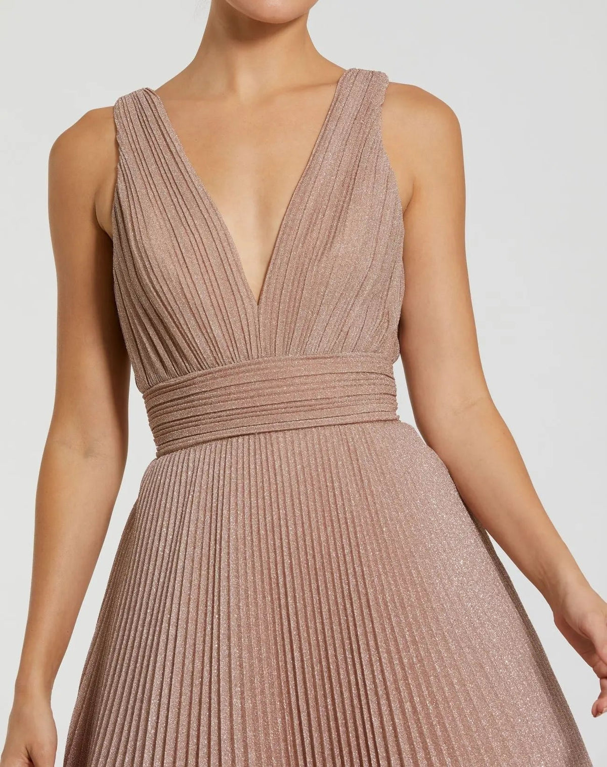 Women's Pink Dress Sleeveless - Black Pleated