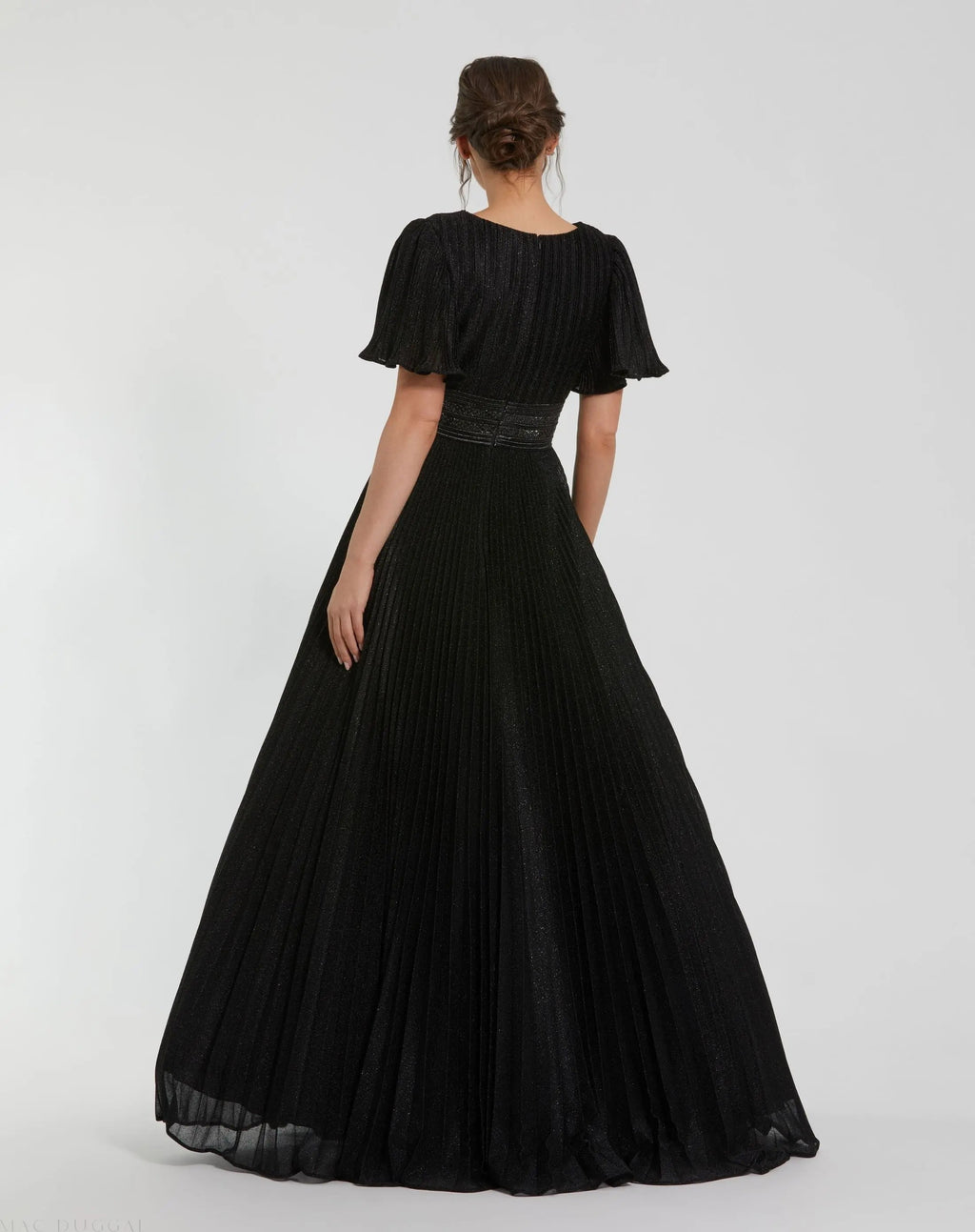 Women's Black Dress - Black Pleated