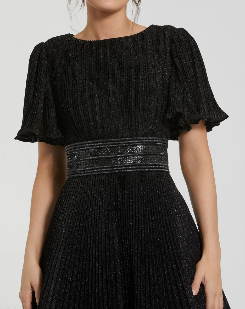 Women's Black Dress - Black Pleated