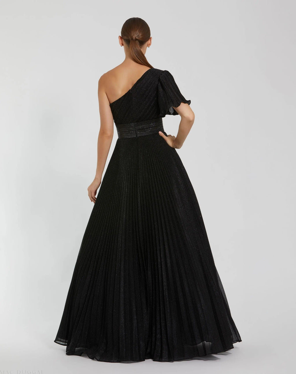 Women's Black Dress One Shoulder - Black One-Shoulder Pleated