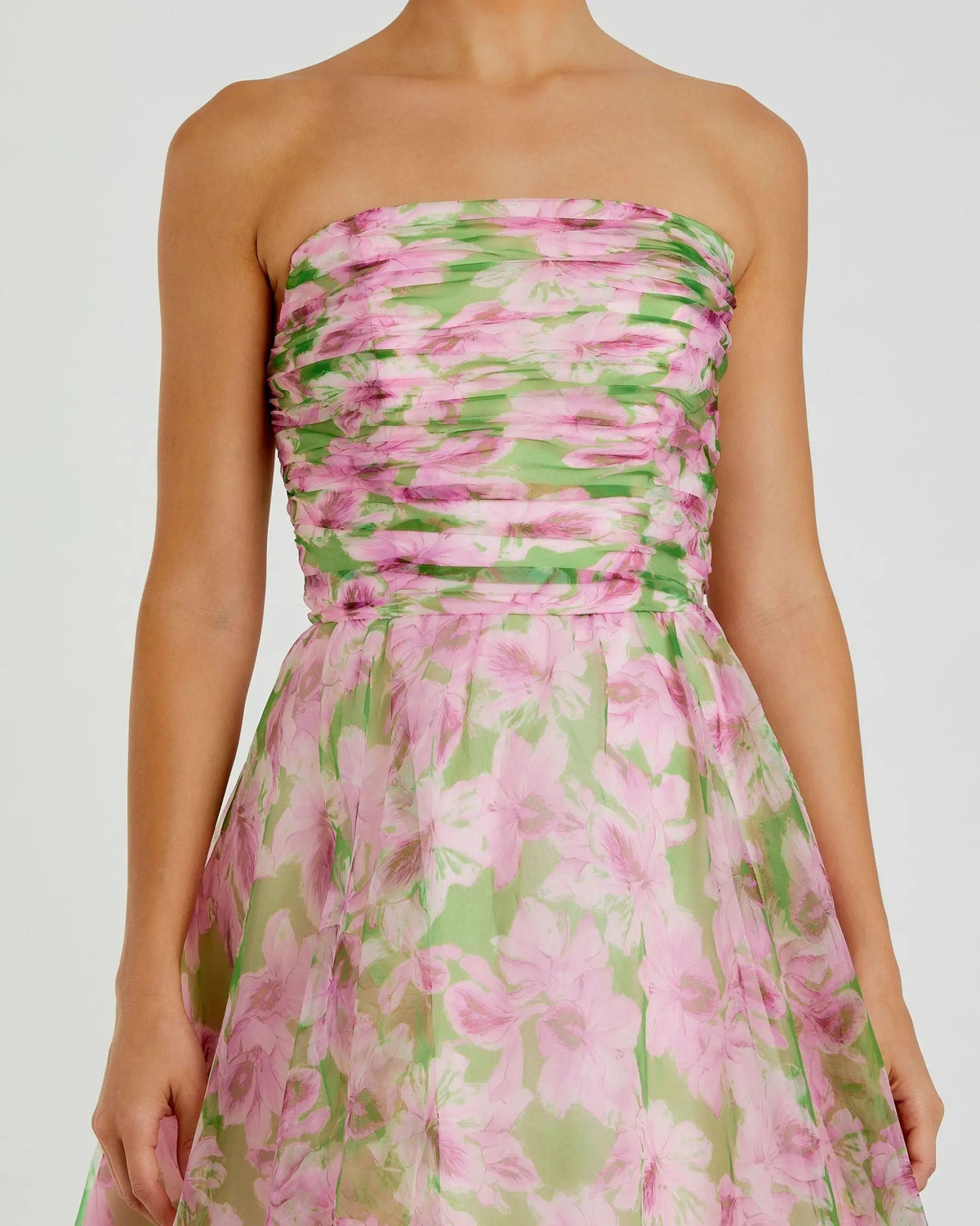 Women's Pink Dress Strapless Ruched