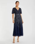 Women's Navy Dress - Blue Sequin Mesh