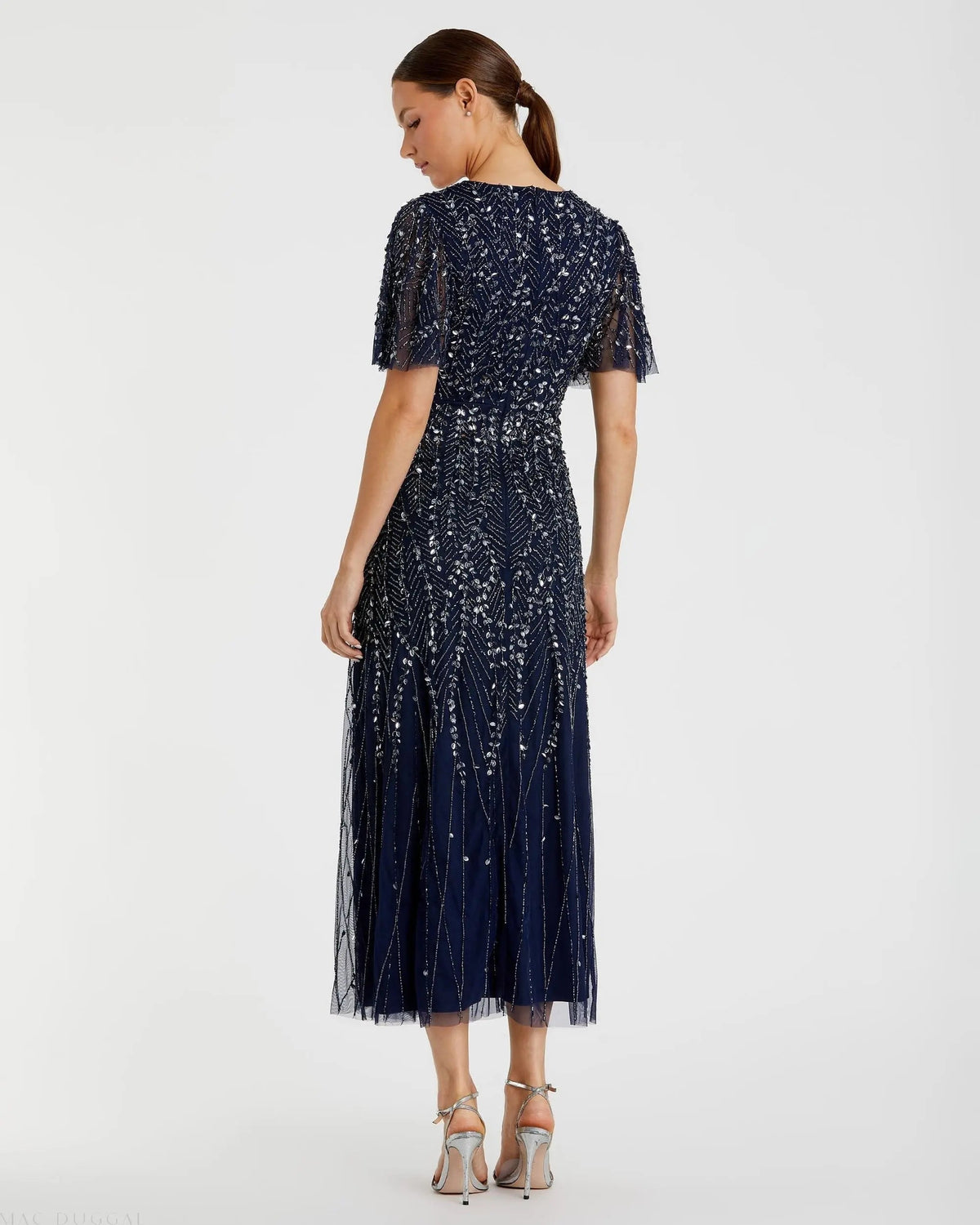 Women's Navy Dress - Blue Sequin Mesh