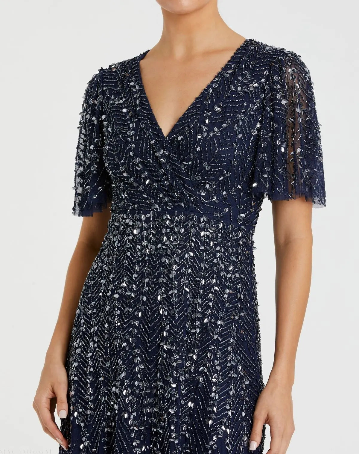Women's Navy Dress - Blue Sequin Mesh
