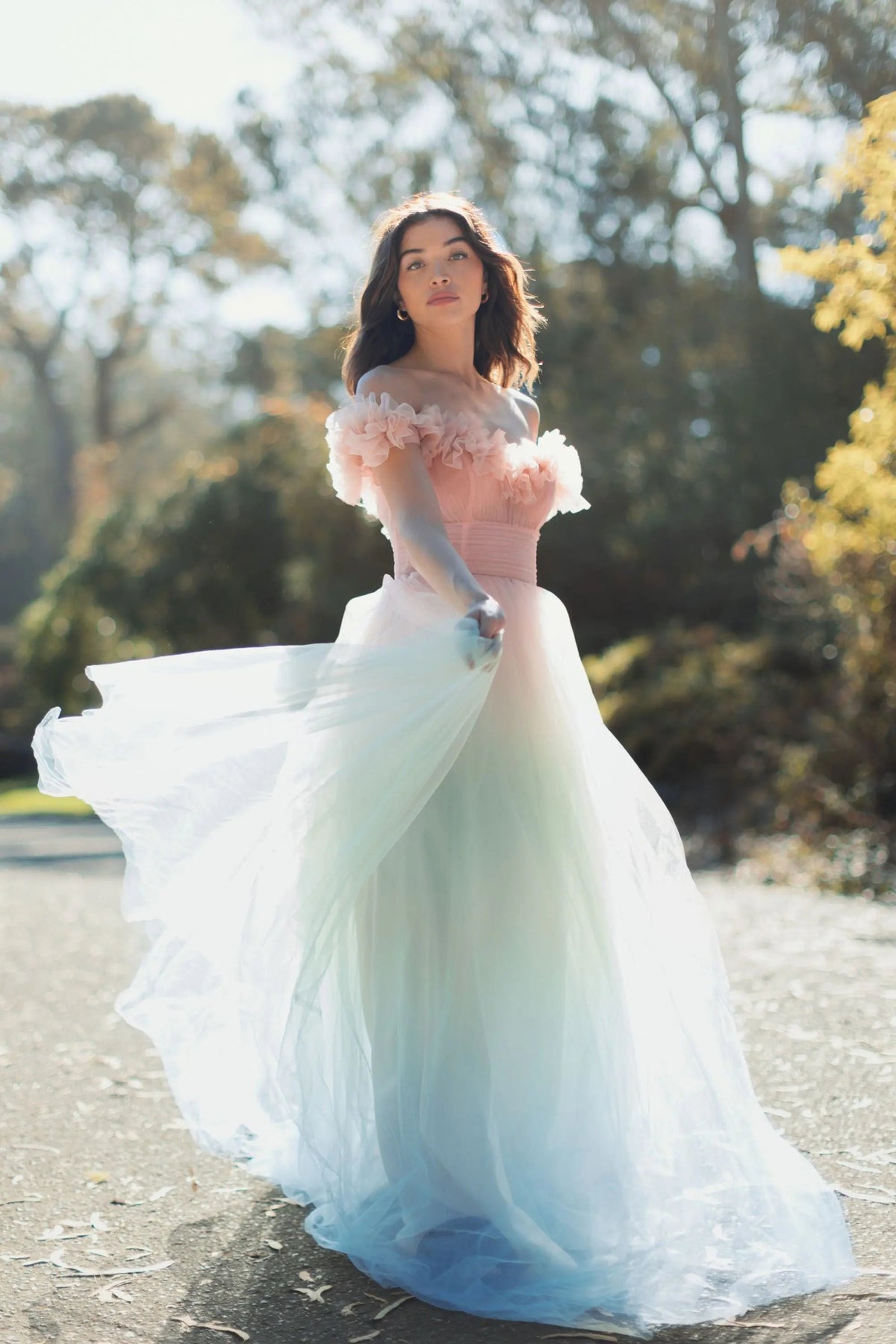 Women's Dress - Blue Ruffle Pleated