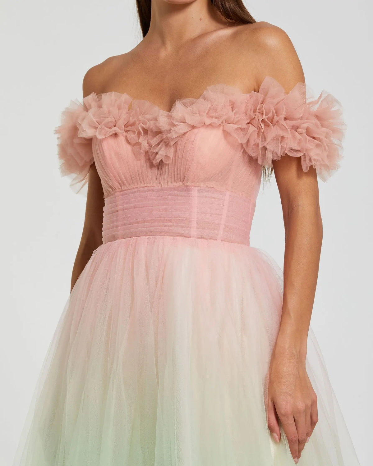 Women's Dress - Blue Ruffle Pleated