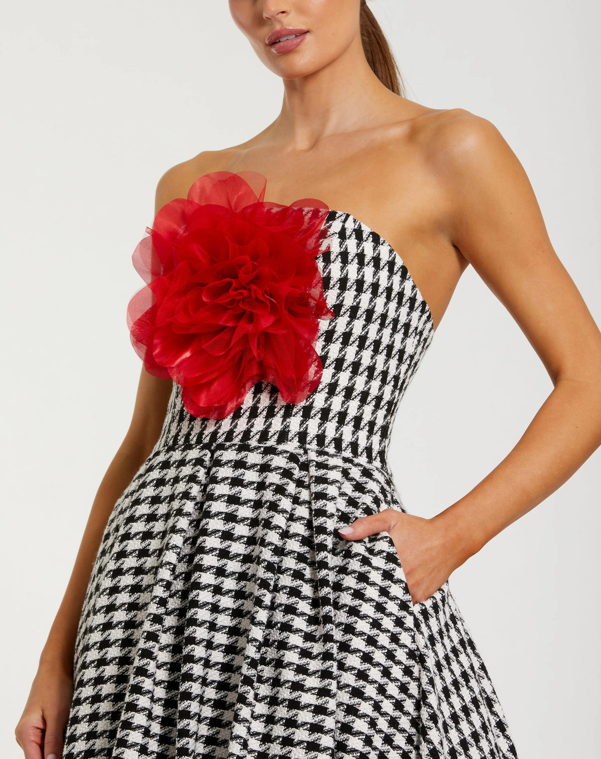 Women's Black Midi Dress Strapless - 37068