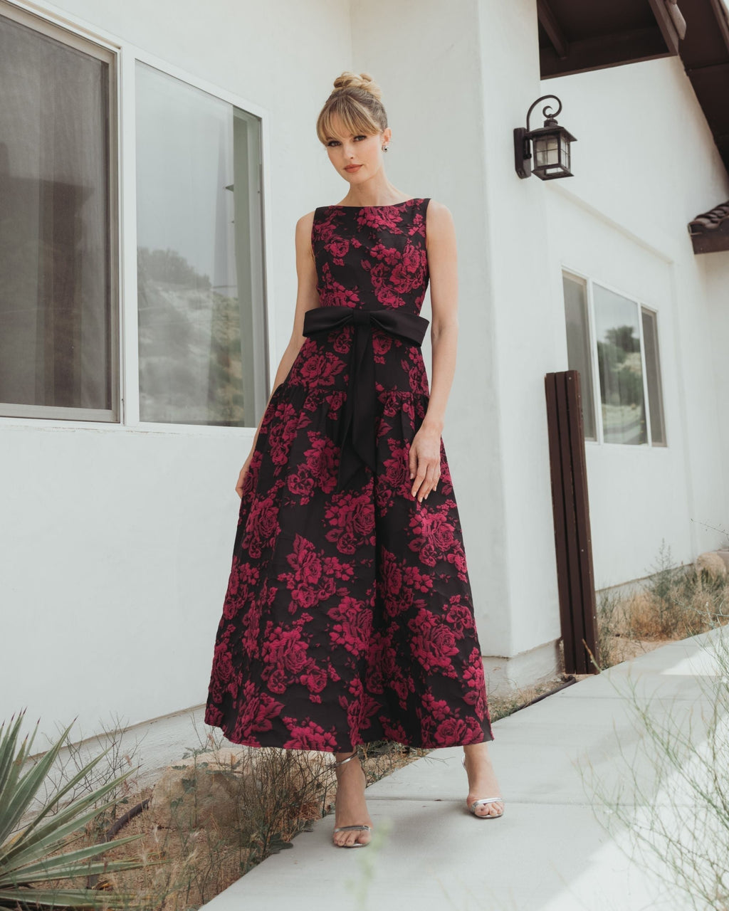 Women's Black Midi Dress Satin