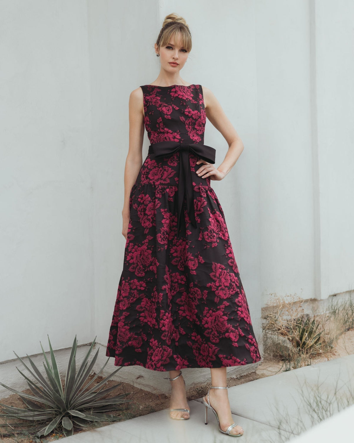 Women's Black Midi Dress Satin