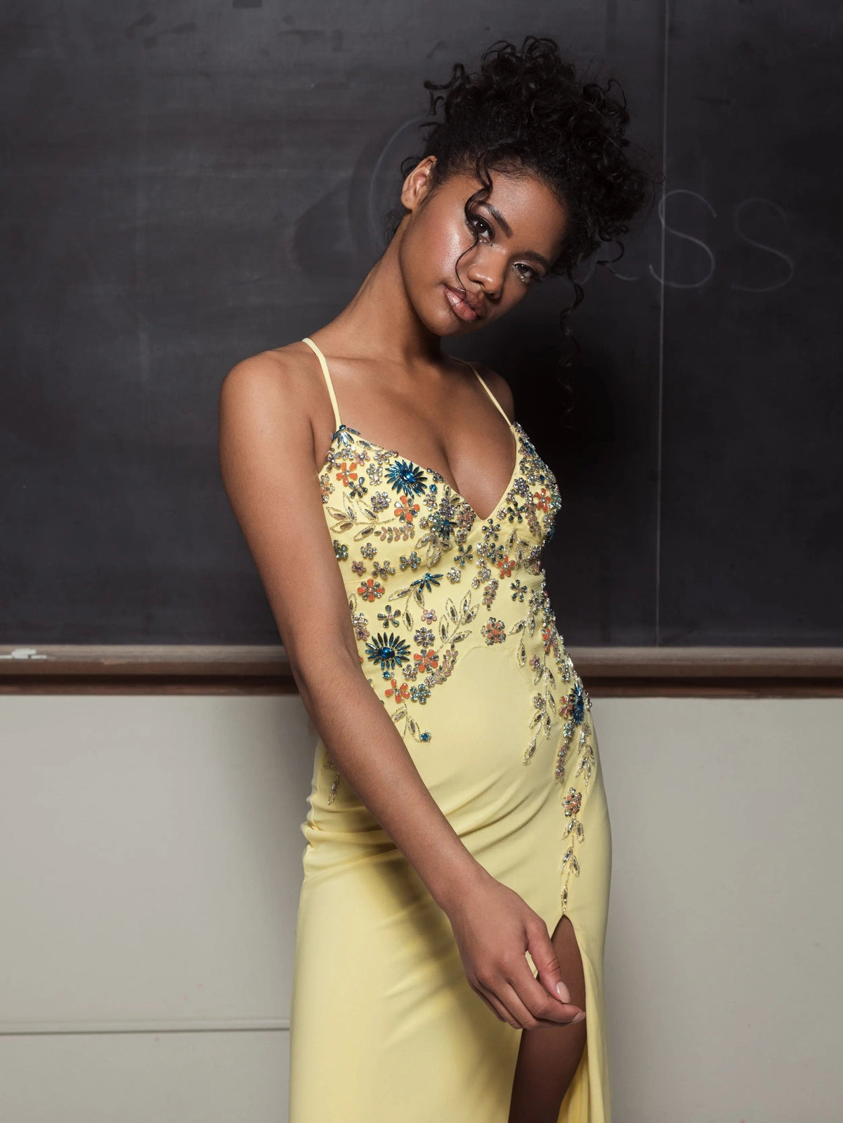 Women's Yellow Dress Floral - Yellow