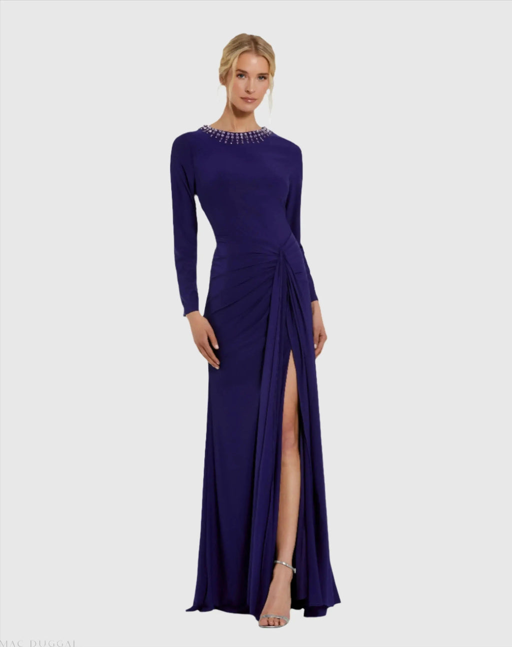 Women's Purple Dress Ruched - Neck Indigo