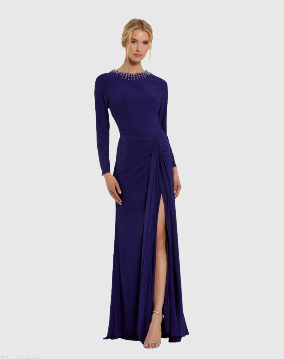 Women's Purple Dress Ruched - Neck Indigo