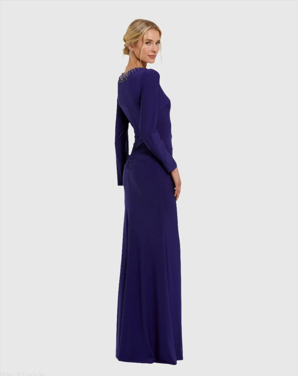 Women's Purple Dress Ruched - Neck Indigo