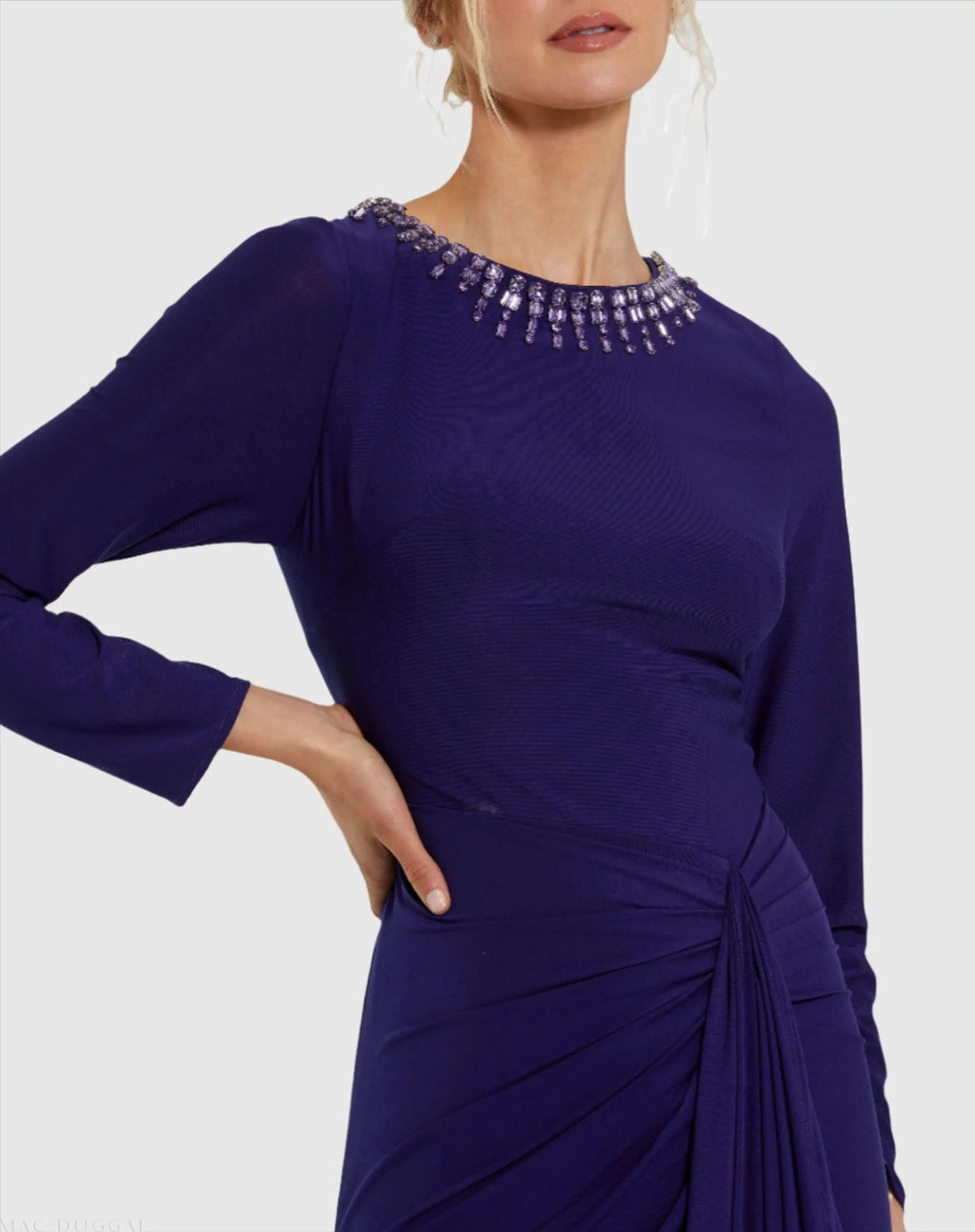 Women's Purple Dress Ruched - Neck Indigo