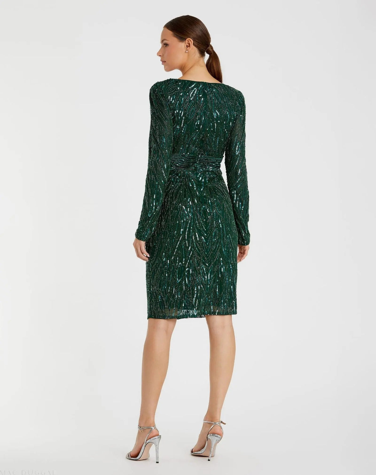 Women's Green Cocktail Dress Sequin for Evening & Special Occasions - Green Mesh