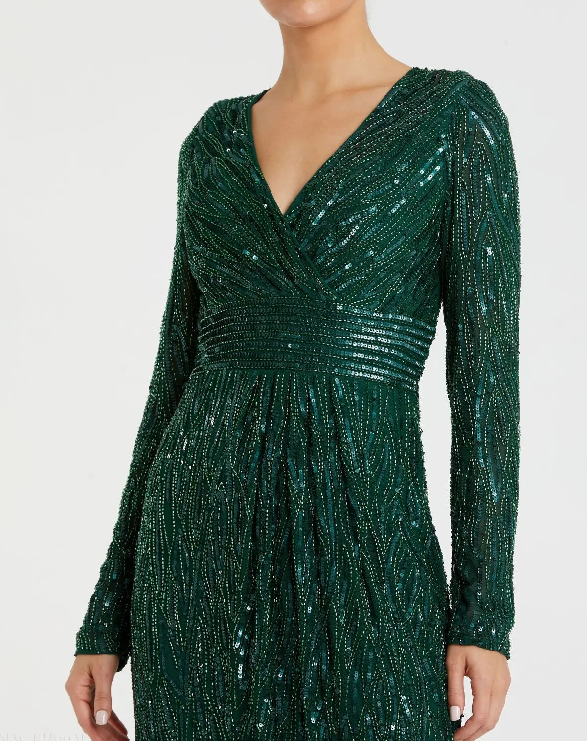 Women's Green Cocktail Dress Sequin for Evening & Special Occasions - Green Mesh