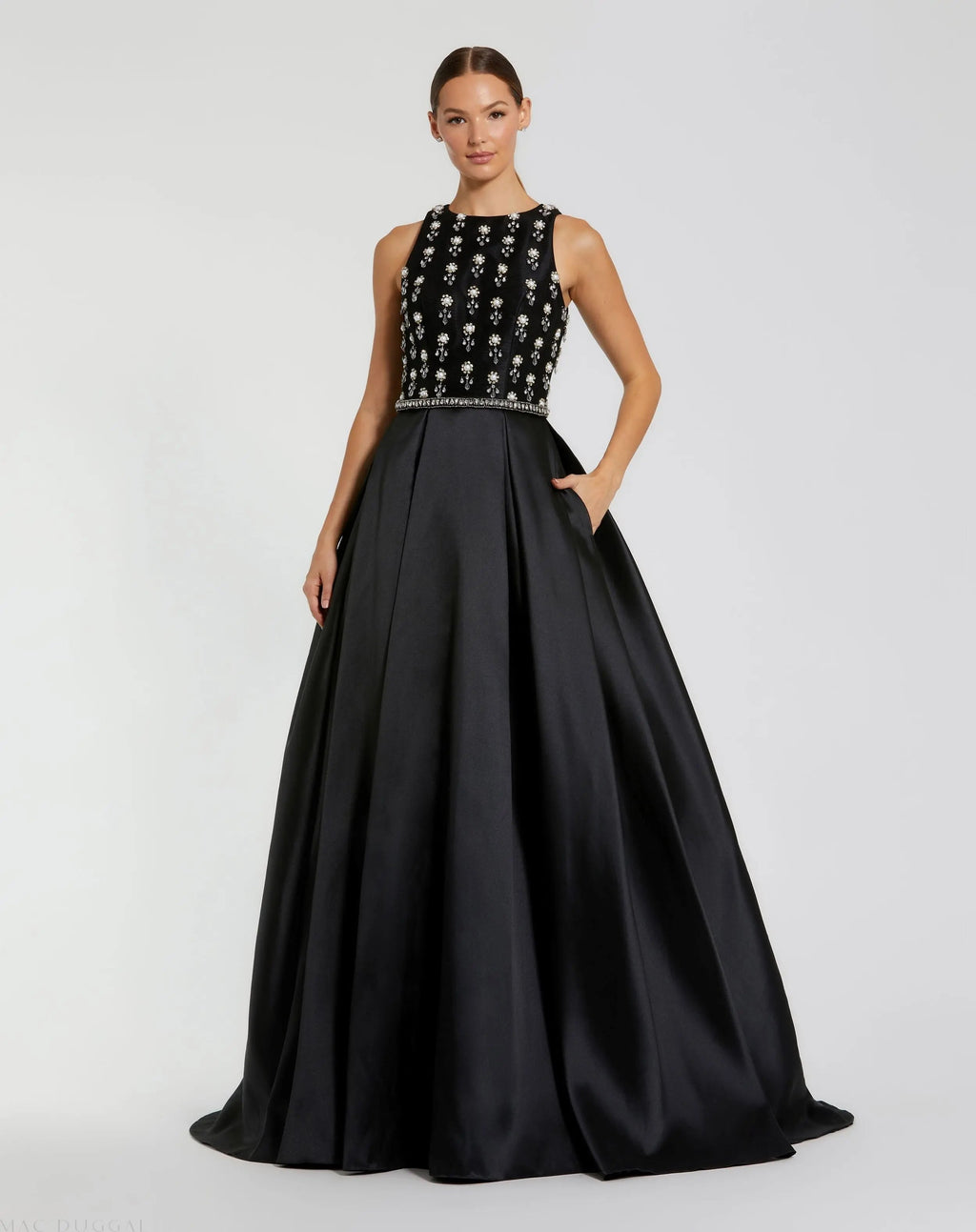 Women's Black Dress Sleeveless - Black Satin