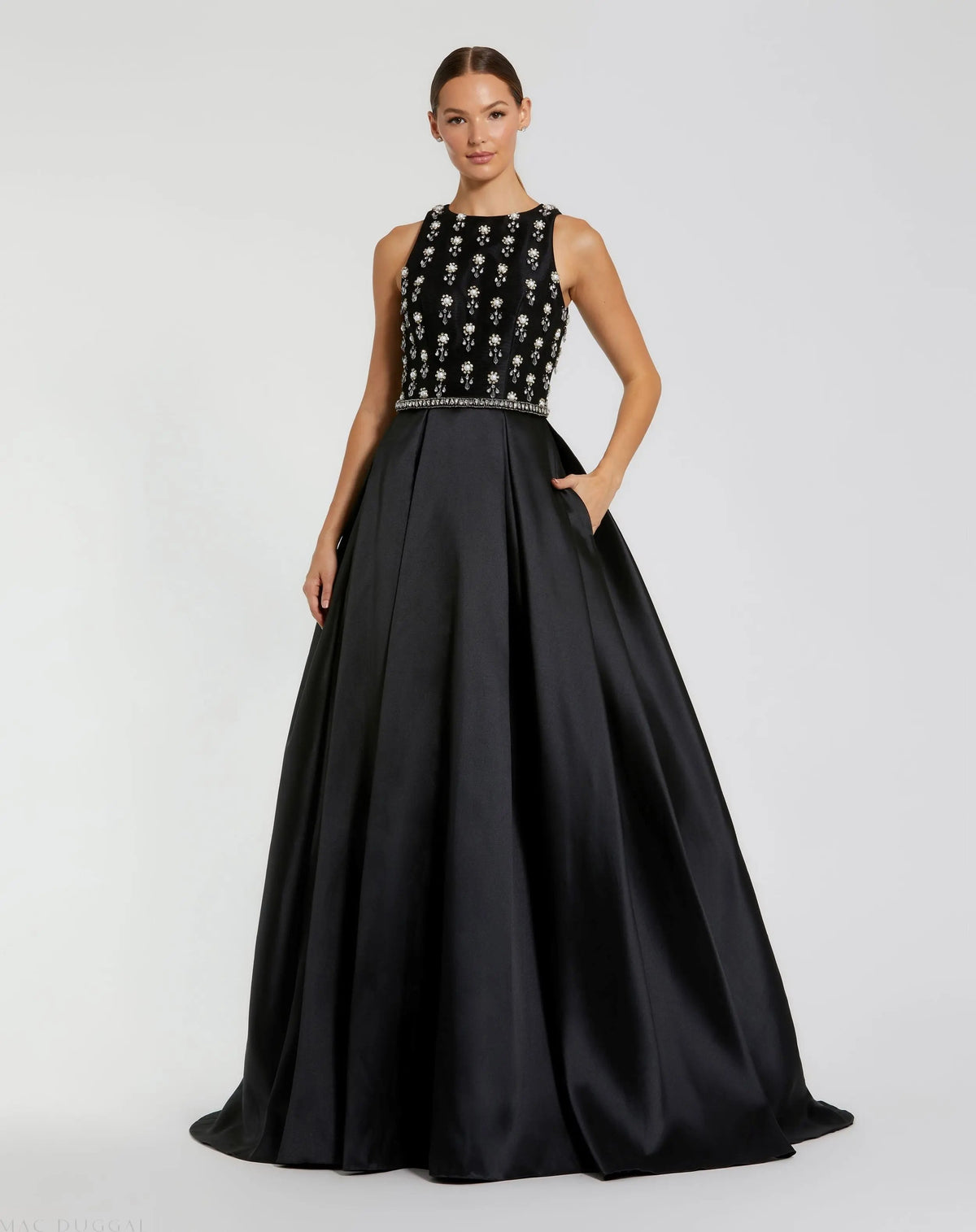 Women's Black Dress Sleeveless - Black Satin