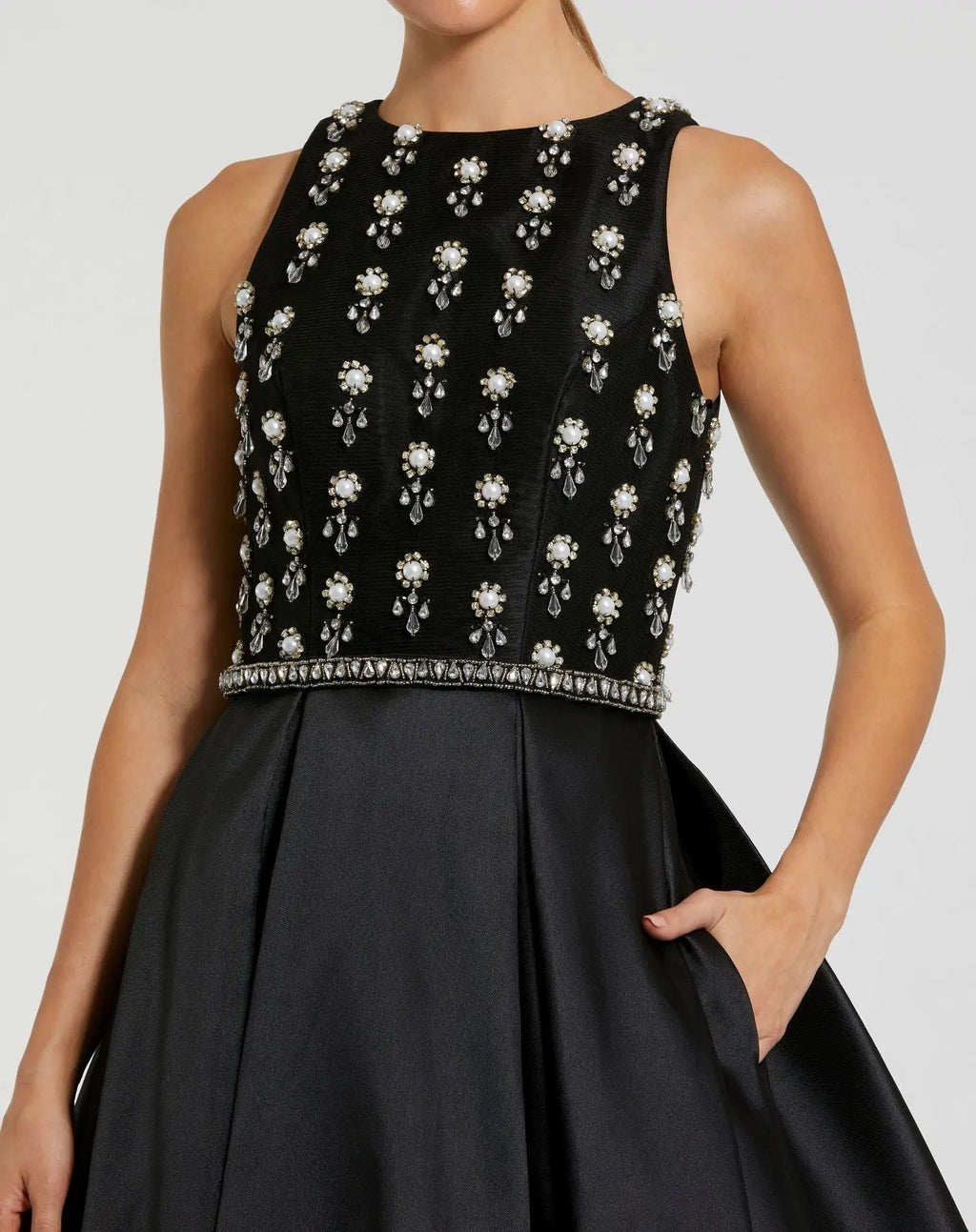 Women's Black Dress Sleeveless - Black Satin