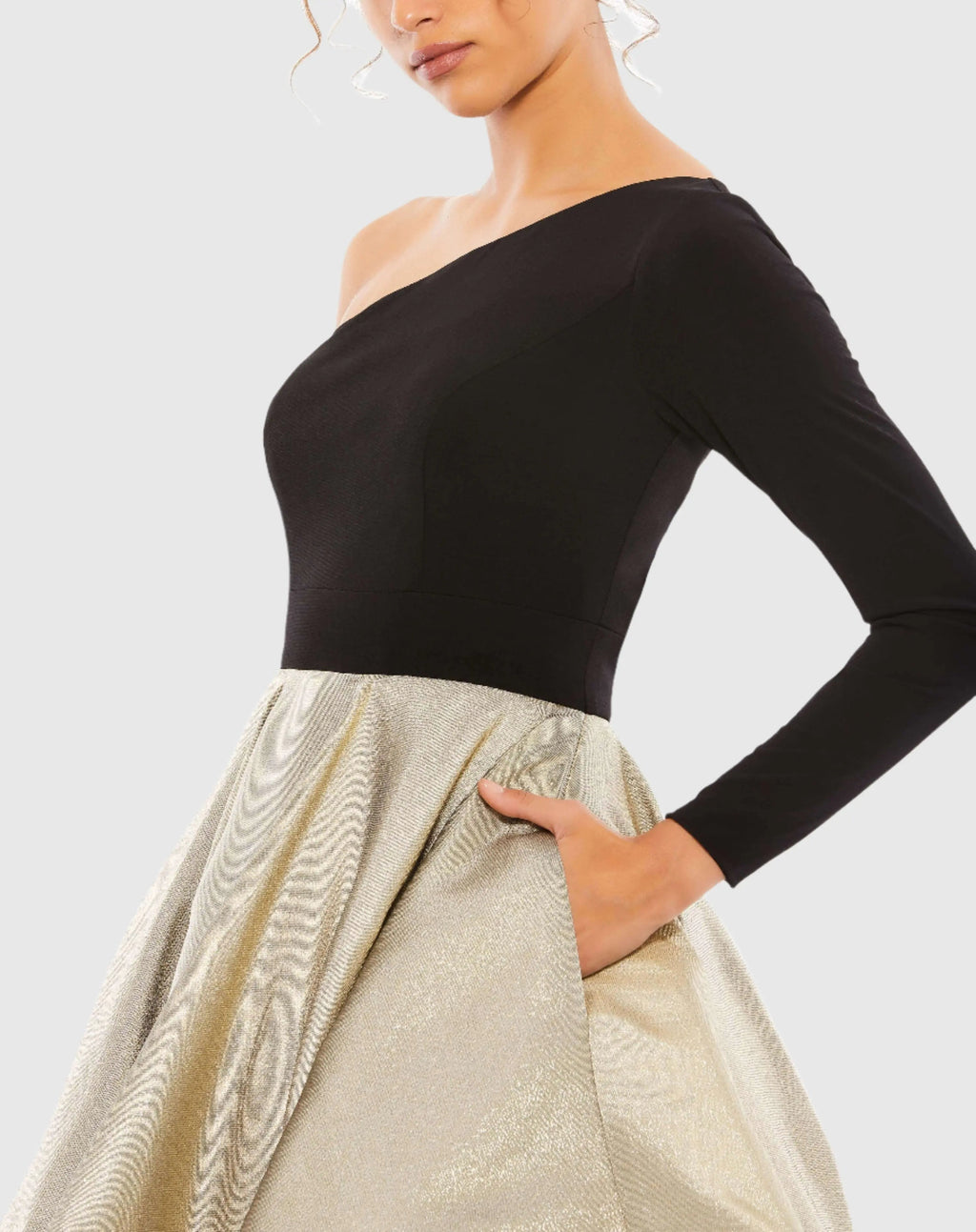 Women's Black Dress One Shoulder - 48929