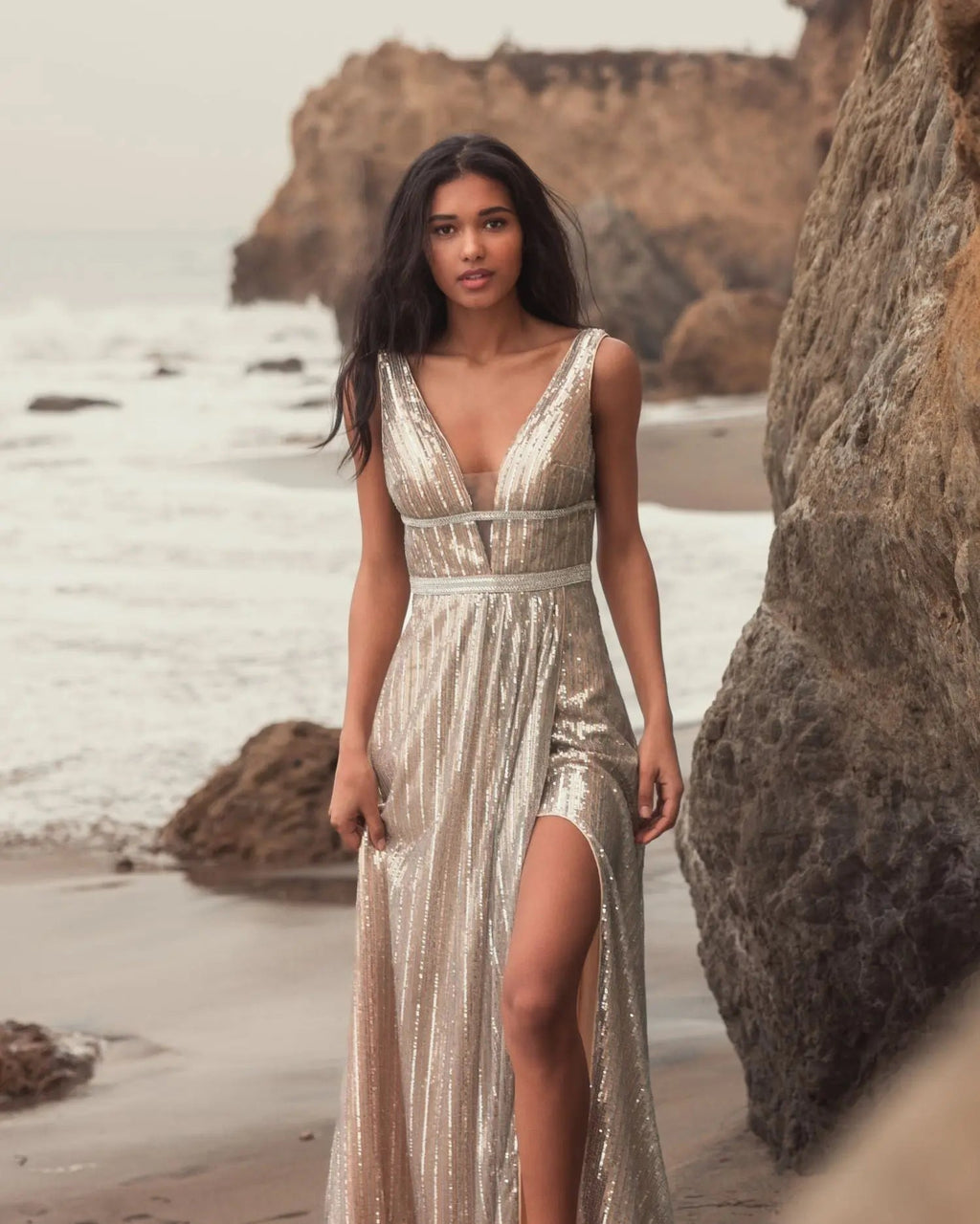 Women's Silver Dress Sequin - Sequined Gown