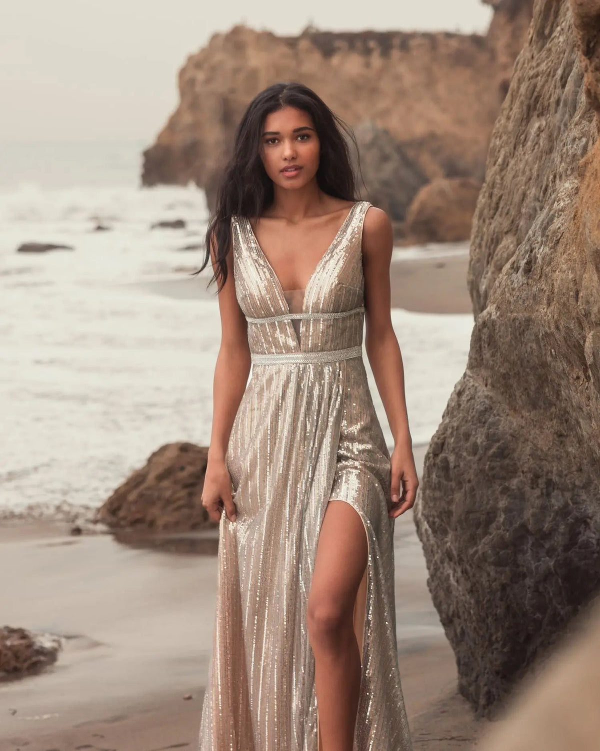Women's Silver Dress Sequin - Sequined Gown