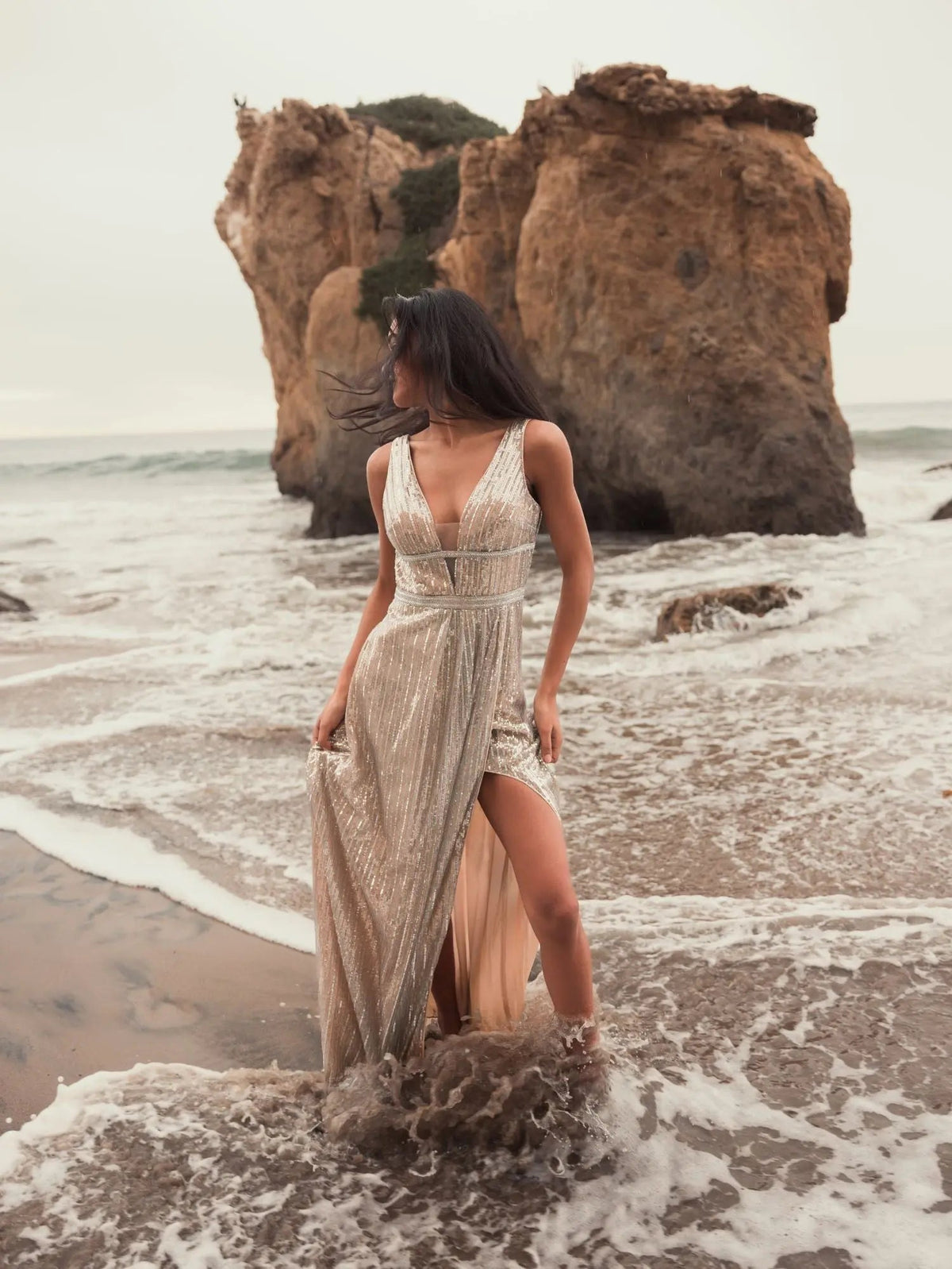 Women's Silver Dress Sequin - Sequined Gown