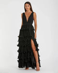 Women's Black Dress Sleeveless - Black Ruffle Pleated