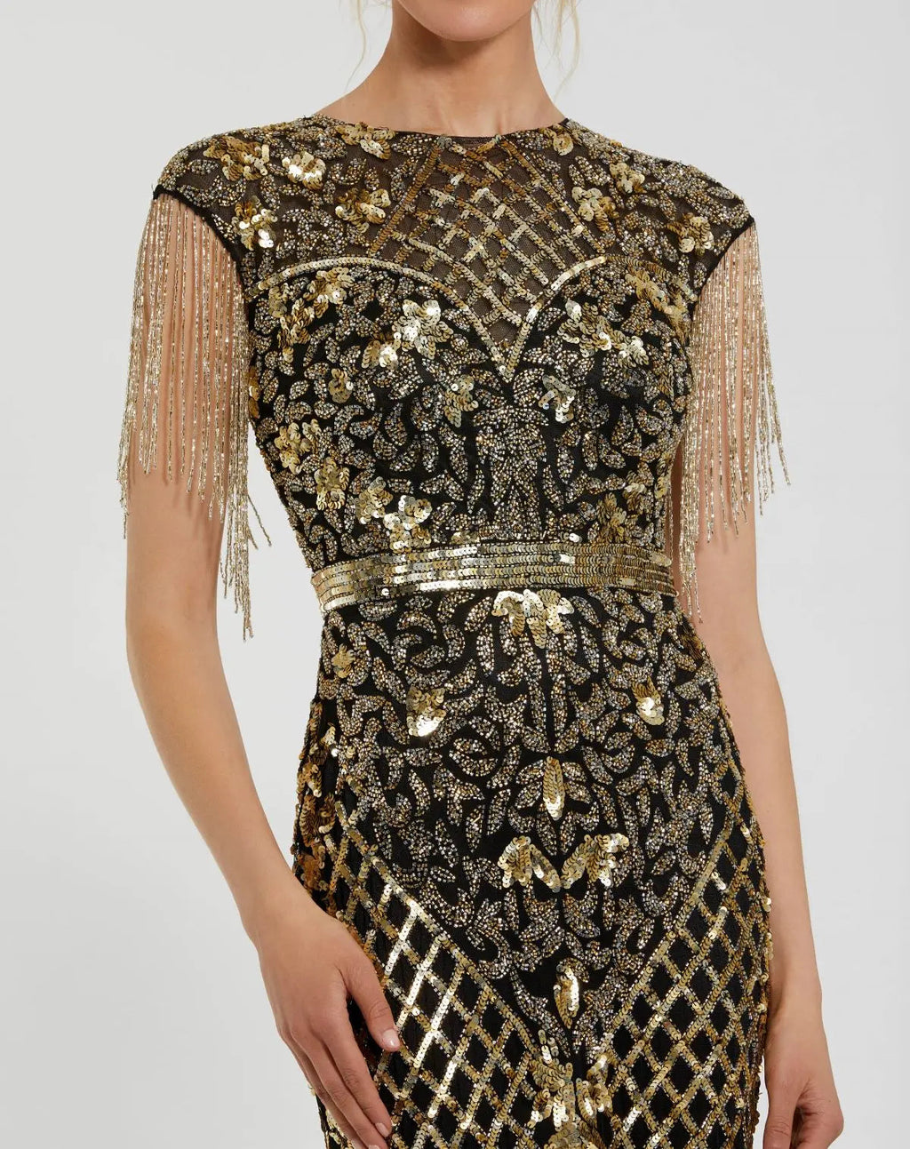 Women's Black Dress Sleeveless - Black Sequin Floral