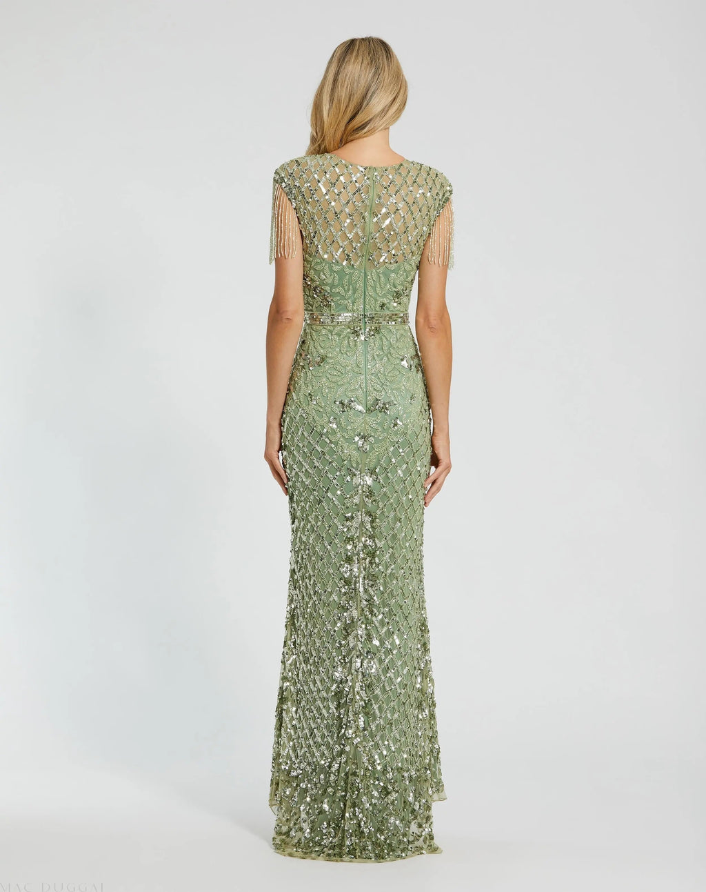 Women's Green Dress Sleeveless - Black Sequin Floral
