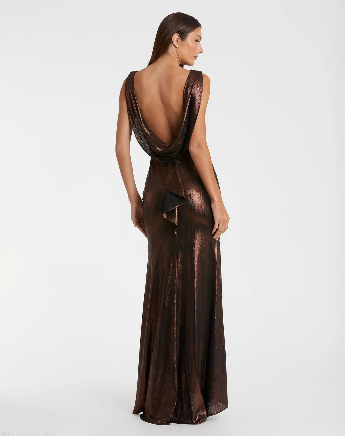 Women's Brown Dress - Black Ruffle