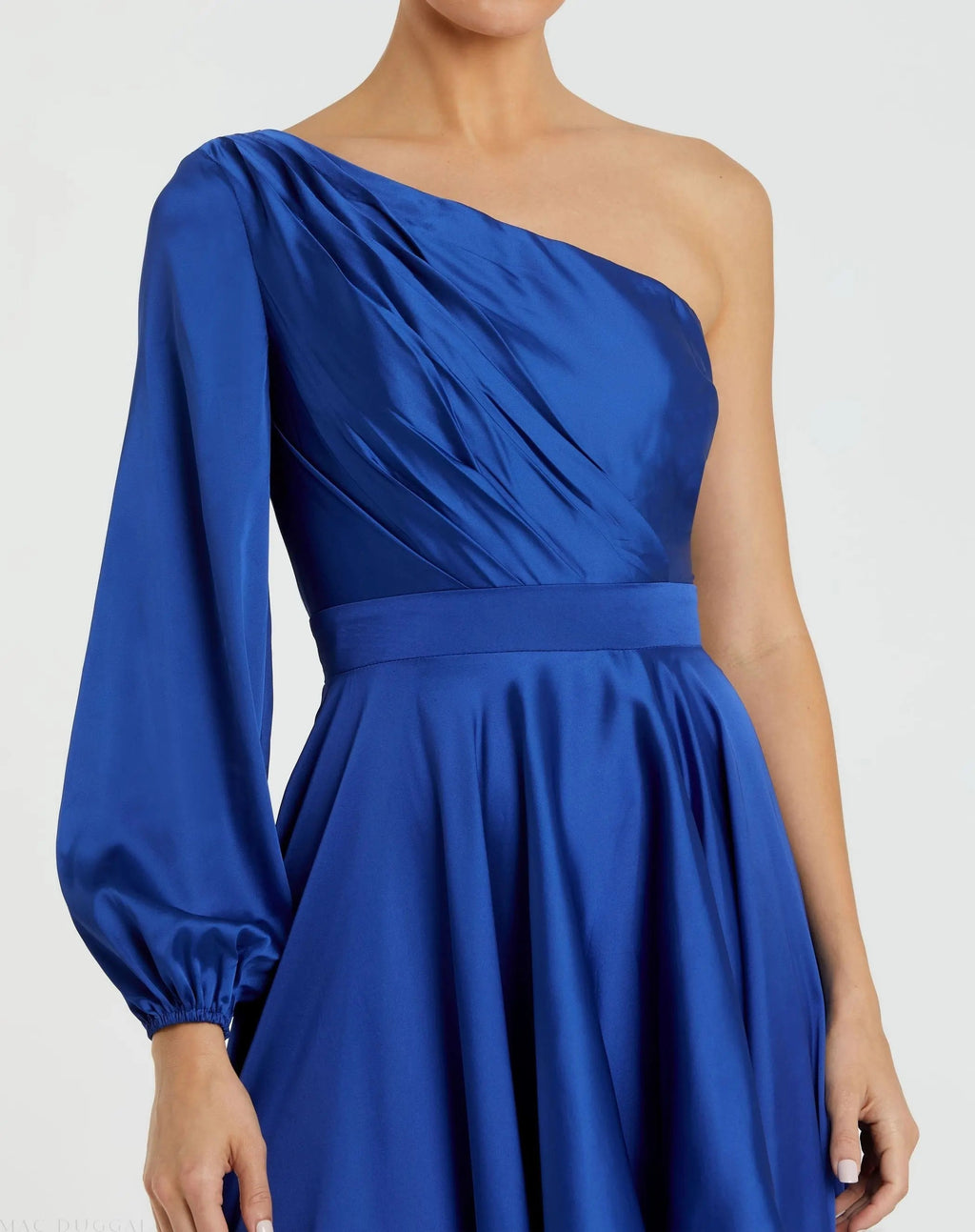 Women's Blue Dress Satin One Shoulder - Blue One-Shoulder Pleated