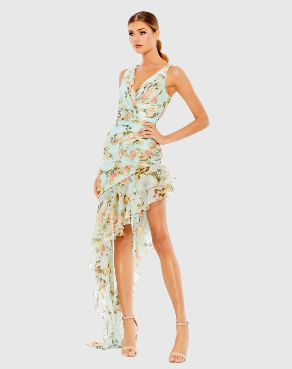 Women's Dress Floral - Ruched Ruffle