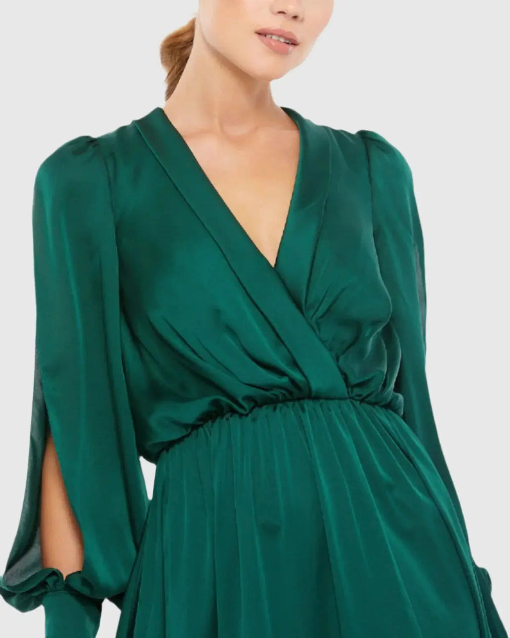 Women's Green Dress - Green Satin