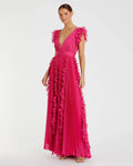 Women's Dress - Purple Ruffle Pleated