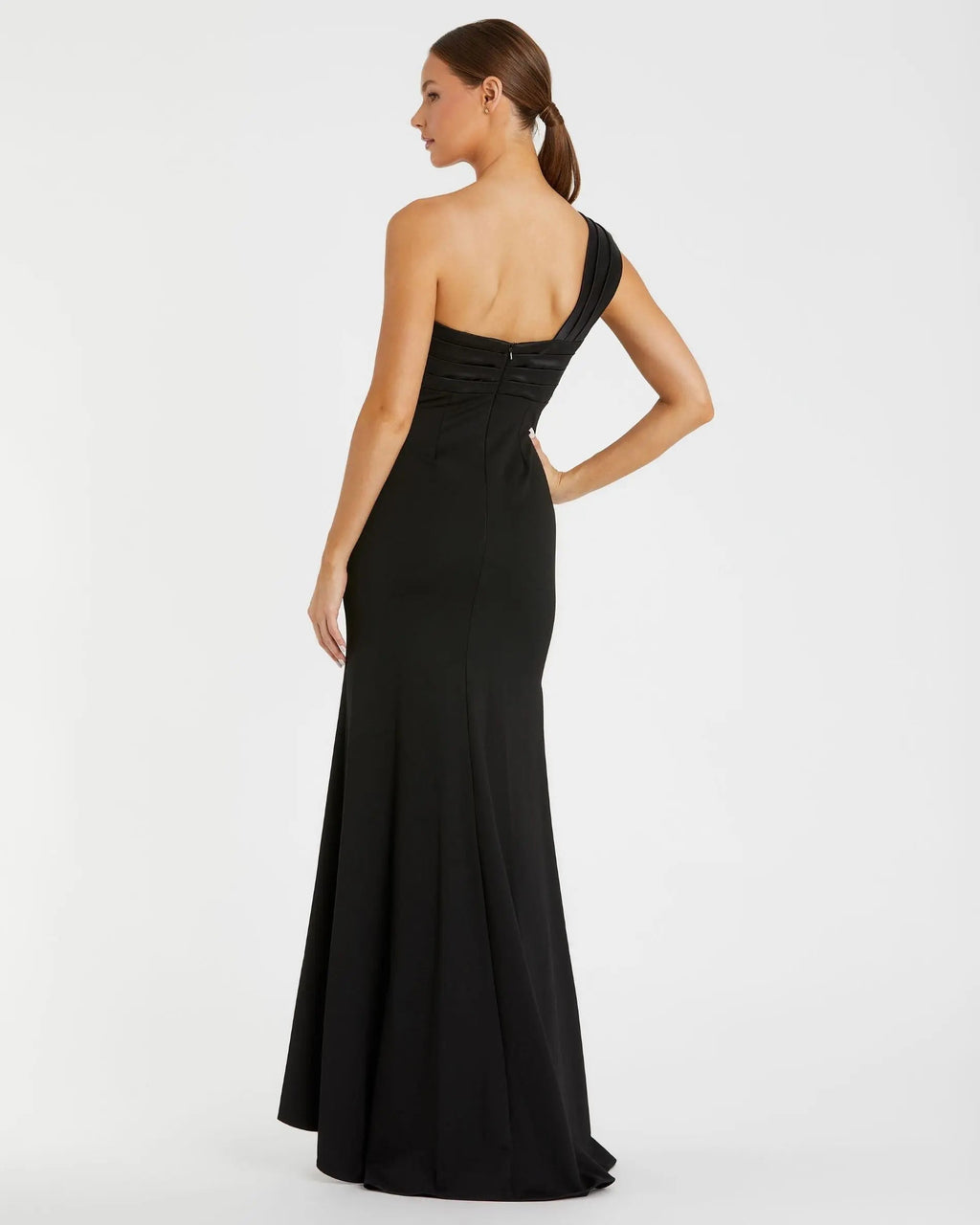 Women's Black Dress One Shoulder - Black Satin One-Shoulder