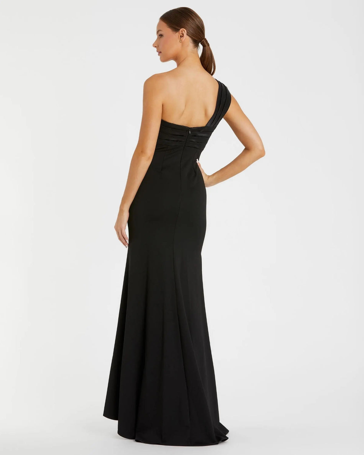 Women's Black Dress One Shoulder - Black Satin One-Shoulder