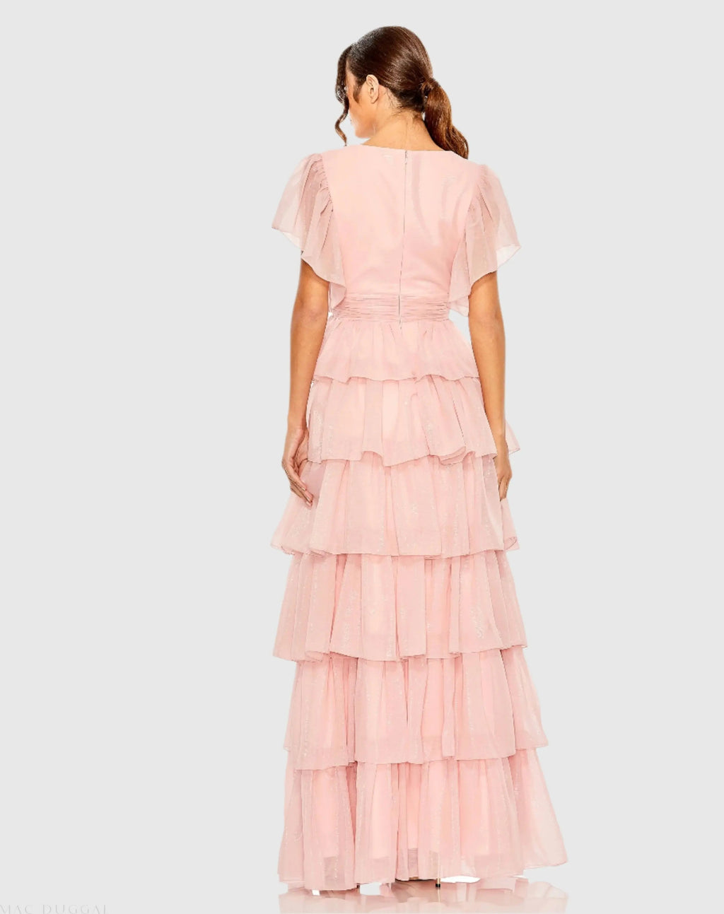 Women's Pink Dress - Pink Ruffle Pleated