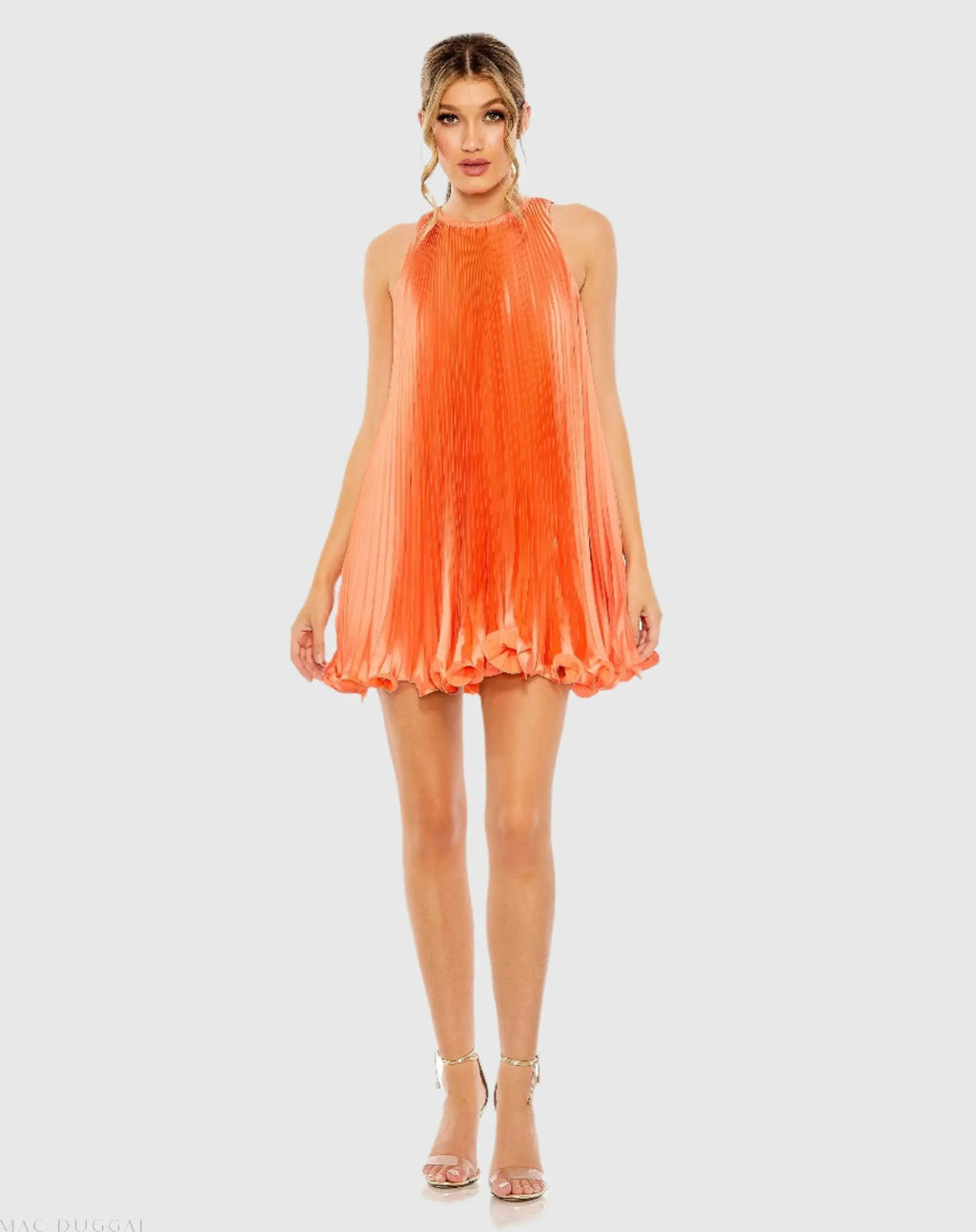 Women's Orange Mini Dress Halter