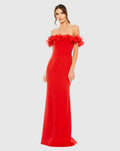Women's Red Dress - Black Ruffle
